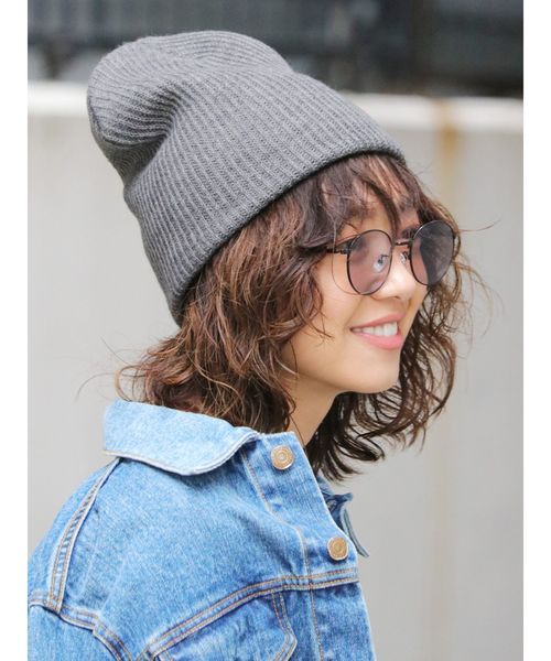 Ungrid（アングリッド）の「リブ編みニット帽（ニットキャップ/ビーニー・レディース・グレー/ブラック/ベージュ・FREE）」の3枚目の写真