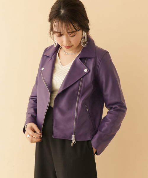 ITEMS URBANRESEARCH(アイテムズ アーバンリサーチ)の「ラムレザーダブルライダースジャケット(その他アウター)」|パープル
