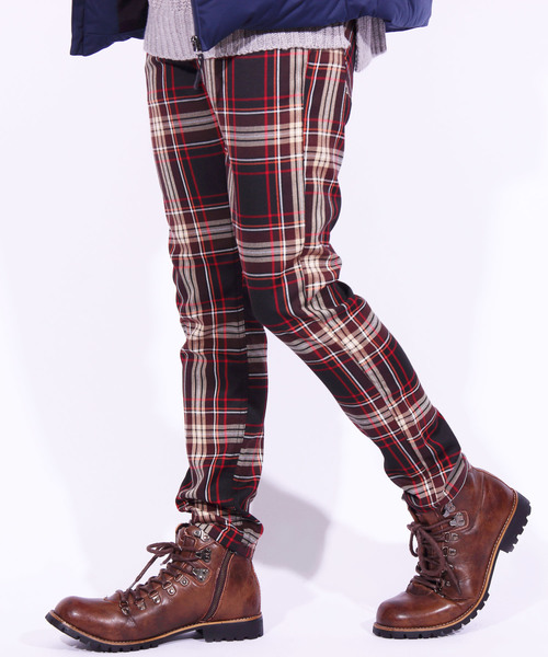 ８(eight)（エイト）の「チェック スキニーパンツ（チノパンツ・メンズ・ブラウン/グレー/グリーン・MEDIUM/LARGE）」の2枚目の写真