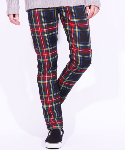 ８(eight)（エイト）の「チェック スキニーパンツ（チノパンツ・メンズ・ブラウン/グレー/グリーン・MEDIUM/LARGE）」の3枚目の写真