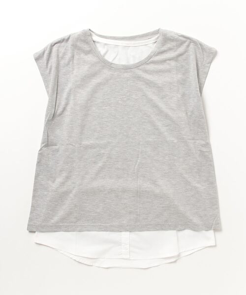 STYLEBLOCK（スタイルブロック）の「天竺Tシャツ×シャツ付きタンクトップアンサンブル（アンサンブル・レディース・ベージュ/ネイビー/グレー・FREE）」の2枚目の写真