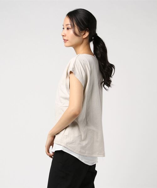 STYLEBLOCK（スタイルブロック）の「天竺Tシャツ×シャツ付きタンクトップアンサンブル（アンサンブル・レディース・ベージュ/ネイビー/グレー・FREE）」の5枚目の写真