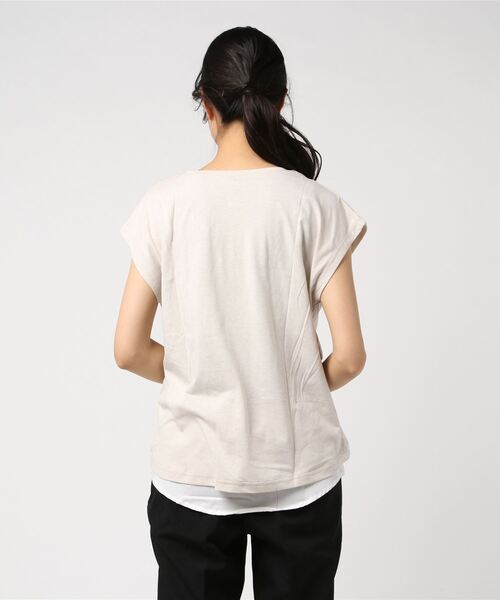 STYLEBLOCK（スタイルブロック）の「天竺Tシャツ×シャツ付きタンクトップアンサンブル（アンサンブル・レディース・ベージュ/ネイビー/グレー・FREE）」の4枚目の写真