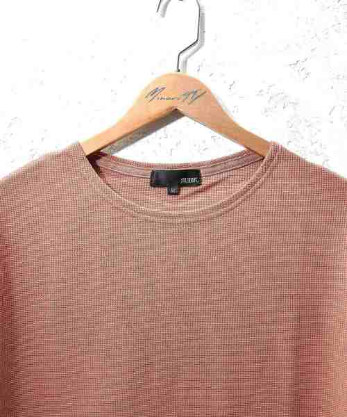 MinoriTY（マイノリティ）の「ワッフルボートネック長袖T（Tシャツ/カットソー・メンズ・ブラック/ベージュ/オフホワイト/カーキ/ピンク/杢グレー・M/L/XL）」の15枚目の写真