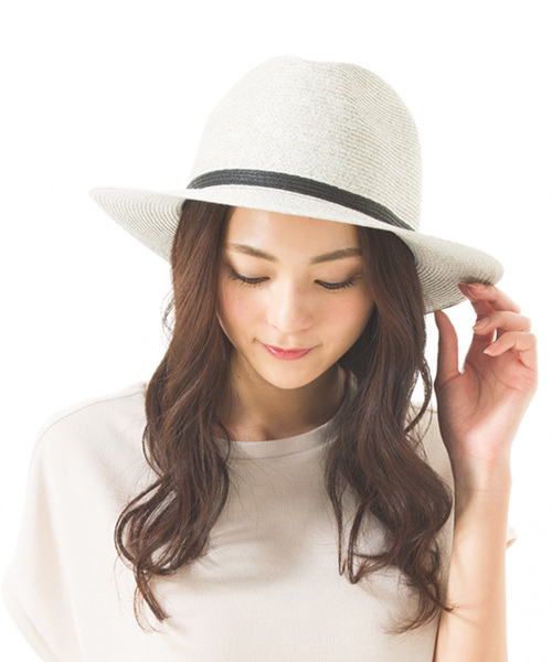 QUEENHEAD（クイーンヘッド）の「つば広ストローハット（ハット・レディース・ライトグレー/ベージュ/ダークネイビー・FREE/XX-LARGE）」の2枚目の写真