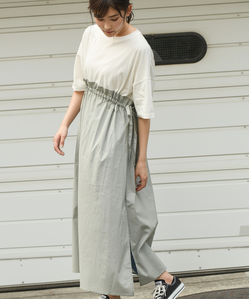 apres jour（アプレジュール）の「サイドリボンドッキングワンピース【ZOZOTOWN限定アイテム】（ワンピース・レディース・ブラック/カーキ/アイボリー/スモークピンク・フリー）」の3枚目の写真