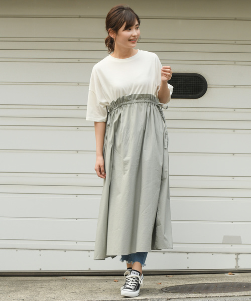 apres jour（アプレジュール）の「サイドリボンドッキングワンピース【ZOZOTOWN限定アイテム】（ワンピース・レディース・ブラック/カーキ/アイボリー/スモークピンク・フリー）」の20枚目の写真