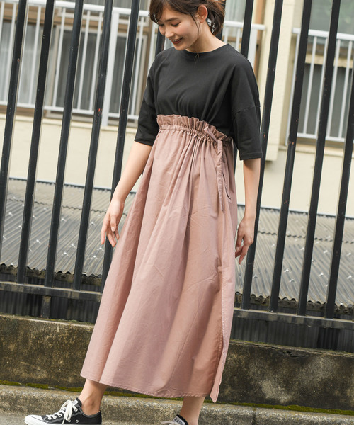 apres jour（アプレジュール）の「サイドリボンドッキングワンピース【ZOZOTOWN限定アイテム】（ワンピース・レディース・ブラック/カーキ/アイボリー/スモークピンク・フリー）」の9枚目の写真