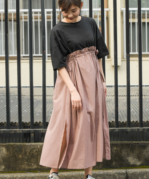 apres jour（アプレジュール）の「サイドリボンドッキングワンピース【ZOZOTOWN限定アイテム】（ワンピース・レディース・ブラック/カーキ/アイボリー/スモークピンク・フリー）」の6枚目の写真