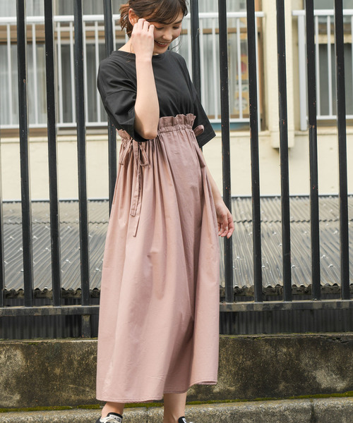 apres jour（アプレジュール）の「サイドリボンドッキングワンピース【ZOZOTOWN限定アイテム】（ワンピース・レディース・ブラック/カーキ/アイボリー/スモークピンク・フリー）」の17枚目の写真