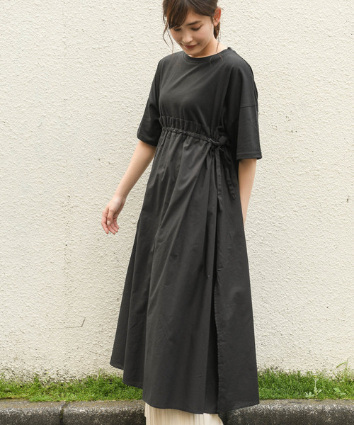 apres jour（アプレジュール）の「サイドリボンドッキングワンピース【ZOZOTOWN限定アイテム】（ワンピース・レディース・ブラック/カーキ/アイボリー/スモークピンク・フリー）」の21枚目の写真