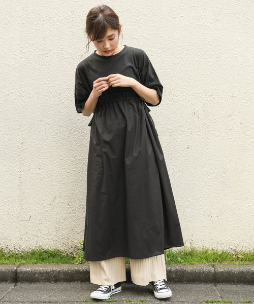 apres jour（アプレジュール）の「サイドリボンドッキングワンピース【ZOZOTOWN限定アイテム】（ワンピース・レディース・ブラック/カーキ/アイボリー/スモークピンク・フリー）」の18枚目の写真