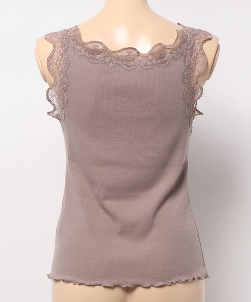 one after another NICE CLAUP(ワンアフターアナザーナイスクラップ)の「テレコレースリボンタンクトップ(タンクトップ・レディース・モカ/アイボリー/オフホワイト/カーキ・FREE)」の6枚目の写真