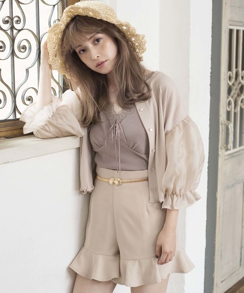 one after another NICE CLAUP(ワンアフターアナザーナイスクラップ)の「テレコレースリボンタンクトップ(タンクトップ・レディース・モカ/アイボリー/オフホワイト/カーキ・FREE)」の10枚目の写真