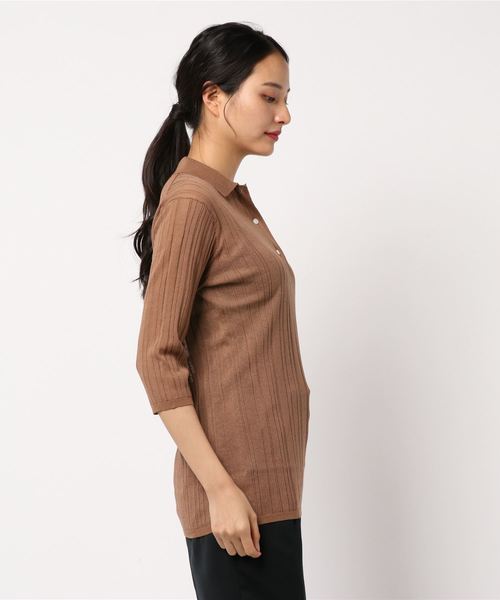 IENA LA BOUCLE（イエナラブークル）の「IENA LA BOUCLE Allegria ランダムリブポロ◆（ニット/セーター・レディース・ベージュ/グリーン・FREE）」の7枚目の写真