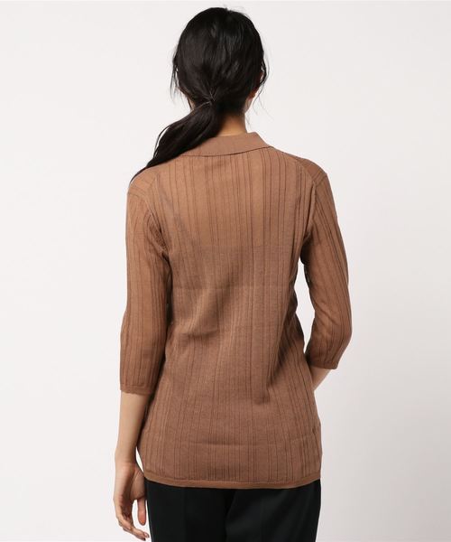 IENA LA BOUCLE（イエナラブークル）の「IENA LA BOUCLE Allegria ランダムリブポロ◆（ニット/セーター・レディース・ベージュ/グリーン・FREE）」の3枚目の写真