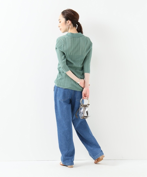 IENA LA BOUCLE（イエナラブークル）の「IENA LA BOUCLE Allegria ランダムリブポロ◆（ニット/セーター・レディース・ベージュ/グリーン・FREE）」の8枚目の写真
