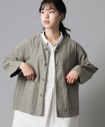 OMNES | ウォッシュ加工ダンプ ノーカラージャケット(ノーカラージャケット)