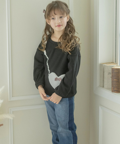 Catherine Cottage（キャサリンコテージ）の「裏起毛 ハートポシェットトップス（スウェット・キッズ・ピンク/レッド/ライラック/グレー/ネイビー/ブラック/グレイッシュブルー・110/120/130/140/100/150）」の13枚目の写真