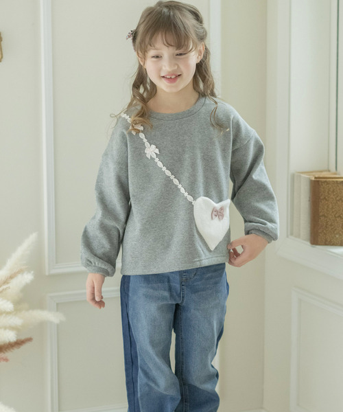 Catherine Cottage（キャサリンコテージ）の「裏起毛 ハートポシェットトップス（スウェット・キッズ・ピンク/レッド/ライラック/グレー/ネイビー/ブラック/グレイッシュブルー・110/120/130/140/100/150）」の12枚目の写真