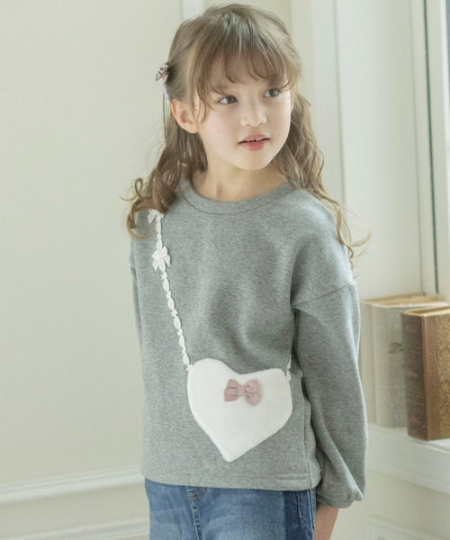 Catherine Cottage（キャサリンコテージ）の「裏起毛 ハートポシェットトップス（スウェット・キッズ・ピンク/レッド/ライラック/グレー/ネイビー/ブラック/グレイッシュブルー・110/120/130/140/100/150）」の8枚目の写真