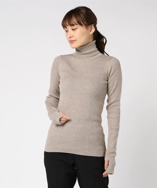 CLANE（クラネ）の「TURTLE RIB KNIT TOPS（ニット/セーター・レディース・ブラック/ベージュ/ブラウン・1/2）」の3枚目の写真