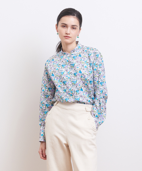 collex(コレックス)の「【LIBERTY /リバティ】Wスタンドカラーシャツ(シャツ/ブラウス)」|サックスブルー