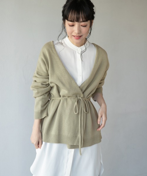 LOWRYS FARM（ローリーズファーム）の「カシュクールカーディガン　869940（カーディガン/ボレロ・レディース・ブラック/ブラウン/グリーン/アイボリー・FREE）」の16枚目の写真