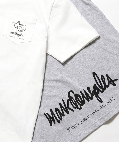 Mark Gonzales（マーク・ゴンザレス）の「MARK GONZALES/マークゴンザレス ポケットプリントTシャツ（Tシャツ/カットソー・キッズ・グレー/オフホワイト・L(150-160)/M(130-140)）」の9枚目の写真