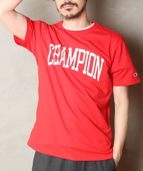 Champion(チャンピオン)の「【CHAMPION/チャンピオン】アーチデザイン ワンポイントブランドロゴ リラクシングシルエット ユニセックスサイジング 半袖Tシャツ C3-R321(Tシャツ/カットソー・メンズ・ネイビー/レッド/ホワイト/杢グレー/ブルー・X-LARGE/MEDIUM/LARGE)」の1枚目の写真