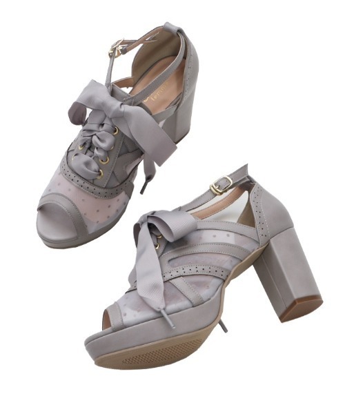 axes femme（アクシーズファム）の「レースアップチュールサンダル（サンダル・レディース・キナリ/ブラック/グレー・SMALL/LARGE/MEDIUM）」の4枚目の写真