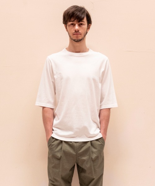 Jackman（ジャックマン）の「USA Cotton 1/2 Sleeve T-Shirt（Tシャツ/カットソー・メンズ・ブラック/ダークグレー/キナリ/イエロー/ブルー系その他/オリーブ/ホワイト/ベージュ/ダークパープル/スミクロ/ライトグレー/サンドグレー/ダークネイビー/サックスブルー/ケリーグリーン/サンドベージュ/ライラック/オフホワイト/ローズ/グリーン系その他2・LARGE/SMALL/MEDIUM/X-LARGE）」の2枚目の写真