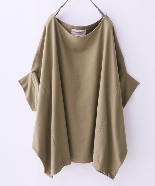 n'OrLABEL(ノアールレーベル)の「『変形デザインドルマンカットソー』(Tシャツ/カットソー・レディース・ブラック/テラコッタ/モカ/オフホワイト/ブルー/ワインレッド/チャコールグレー/パープル/ミント/ライトグリーン・FREE)」の5枚目の写真