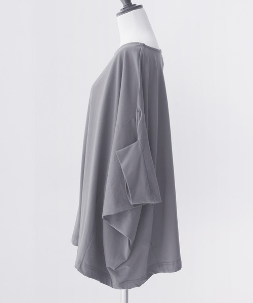 n'OrLABEL(ノアールレーベル)の「『変形デザインドルマンカットソー』(Tシャツ/カットソー・レディース・ブラック/テラコッタ/モカ/オフホワイト/ブルー/ワインレッド/チャコールグレー/パープル/ミント/ライトグリーン・FREE)」の18枚目の写真