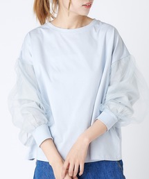PUAL CE CIN | チュールスリーブプルオーバー(Tシャツ/カットソー)