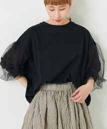 PUAL CE CIN | チュールスリーブプルオーバー(Tシャツ/カットソー)