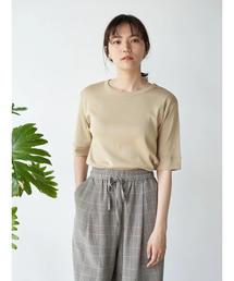5分袖切り替えカットプルオーバー *〇