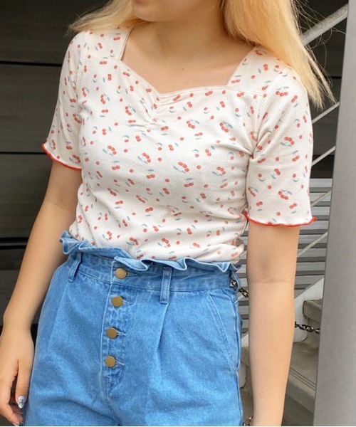 apres jour(アプレジュール)の「ちびモチーフくしゅくしゅTシャツ【ZOZOTOWN限定アイテム】【7AP】(Tシャツ/カットソー・レディース・ベージュ/オフホワイト/ミント・フリー)」の7枚目の写真