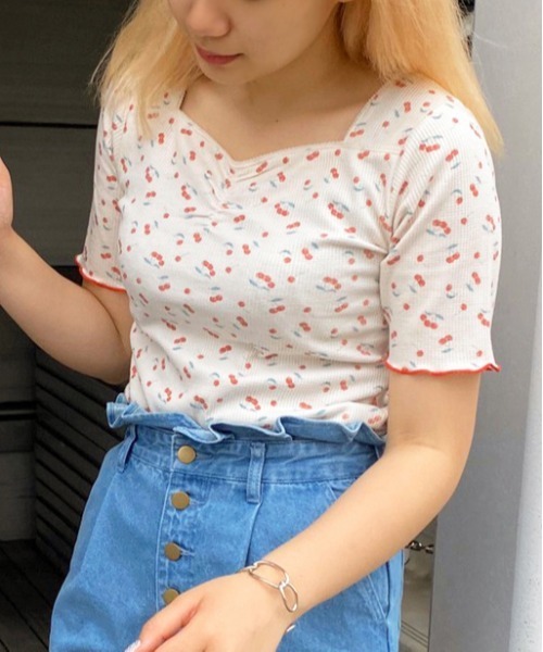 apres jour(アプレジュール)の「ちびモチーフくしゅくしゅTシャツ【ZOZOTOWN限定アイテム】【7AP】(Tシャツ/カットソー・レディース・ベージュ/オフホワイト/ミント・フリー)」の8枚目の写真