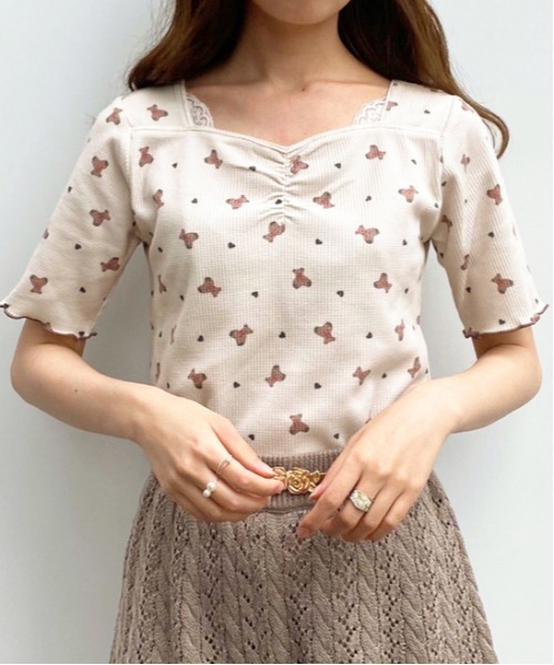 apres jour(アプレジュール)の「ちびモチーフくしゅくしゅTシャツ【ZOZOTOWN限定アイテム】【7AP】(Tシャツ/カットソー・レディース・ベージュ/オフホワイト/ミント・フリー)」の11枚目の写真