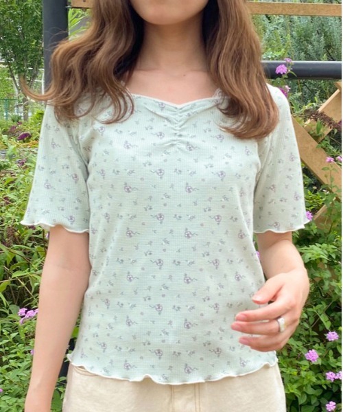 apres jour(アプレジュール)の「ちびモチーフくしゅくしゅTシャツ【ZOZOTOWN限定アイテム】【7AP】(Tシャツ/カットソー・レディース・ベージュ/オフホワイト/ミント・フリー)」の5枚目の写真