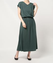 AMERICAN HOLIC | Vネックウエスト切り替えフレンチスリーブカットワンピース　＊(ワンピース)