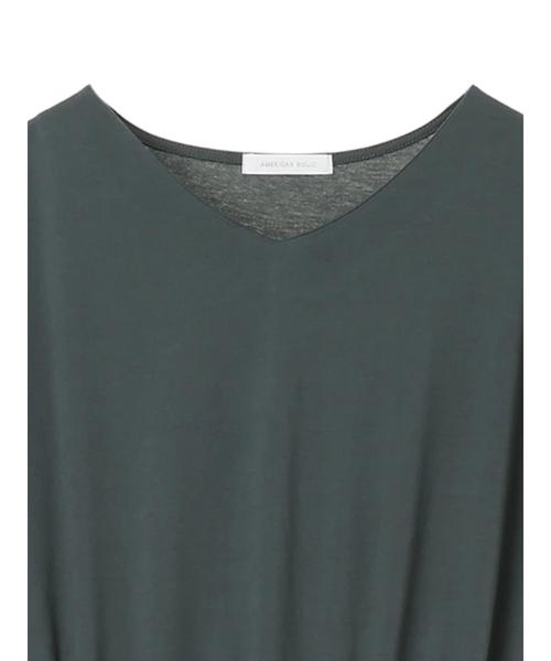 AMERICAN HOLIC（アメリカンホリック）の「Vネックウエスト切り替えフレンチスリーブカットワンピース　＊〇（ワンピース・レディース・グリーン/ブラウン/ネイビー/グレー・FREE）」の7枚目の写真