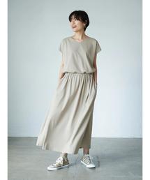 AMERICAN HOLIC | Vネックウエスト切り替えフレンチスリーブカットワンピース　＊(ワンピース)