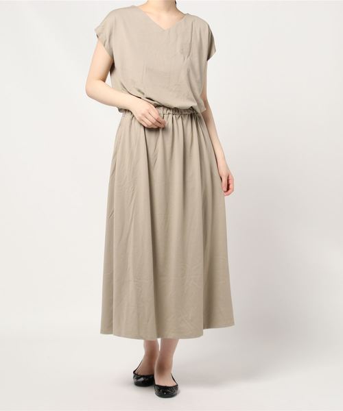 AMERICAN HOLIC（アメリカンホリック）の「Vネックウエスト切り替えフレンチスリーブカットワンピース　＊〇（ワンピース・レディース・グリーン/ブラウン/ネイビー/グレー・FREE）」の14枚目の写真