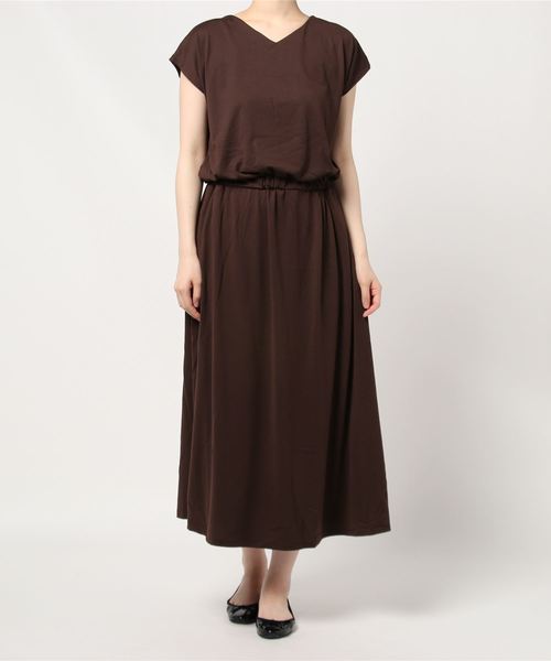 AMERICAN HOLIC（アメリカンホリック）の「Vネックウエスト切り替えフレンチスリーブカットワンピース　＊〇（ワンピース・レディース・グリーン/ブラウン/ネイビー/グレー・FREE）」の15枚目の写真