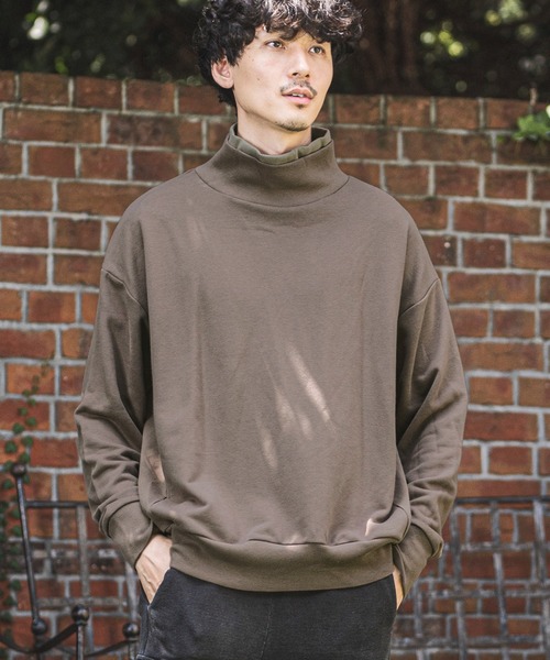 CAMBIO(カンビオ)の「msw805-Turtle Neck Loose Sweat Pullover プルオーバー(スウェット・メンズ・ブラック/ブラウン系その他/チャコール/キナリ・S/M/L)」の1枚目の写真