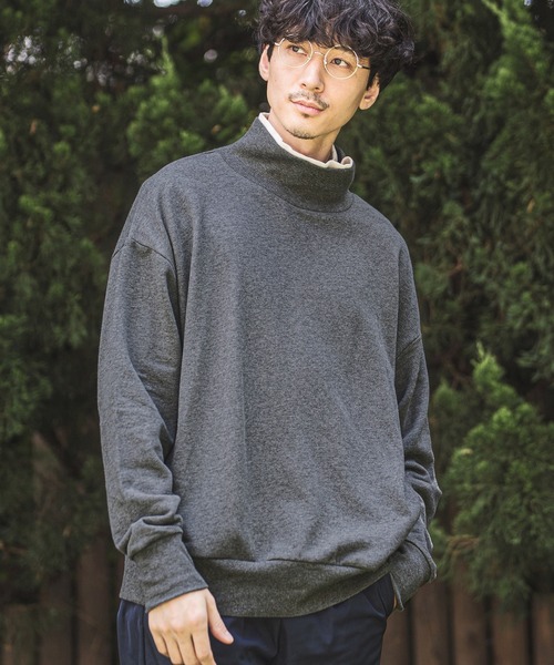 CAMBIO(カンビオ)の「msw805-Turtle Neck Loose Sweat Pullover プルオーバー(スウェット・メンズ・ブラック/ブラウン系その他/チャコール/キナリ・S/M/L)」の4枚目の写真
