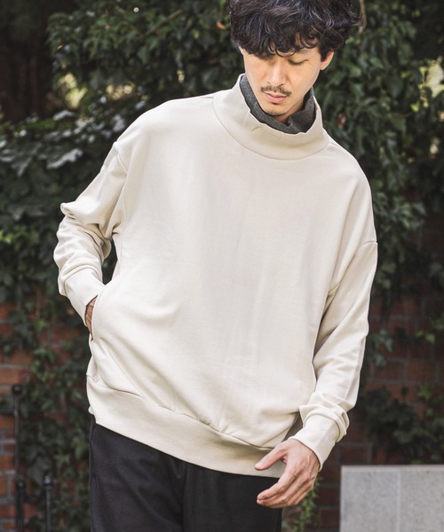 CAMBIO(カンビオ)の「msw805-Turtle Neck Loose Sweat Pullover プルオーバー(スウェット・メンズ・ブラック/ブラウン系その他/チャコール/キナリ・S/M/L)」の2枚目の写真
