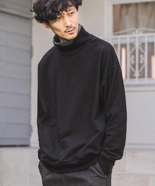 CAMBIO(カンビオ)の「msw805-Turtle Neck Loose Sweat Pullover プルオーバー(スウェット・メンズ・ブラック/ブラウン系その他/チャコール/キナリ・S/M/L)」の5枚目の写真